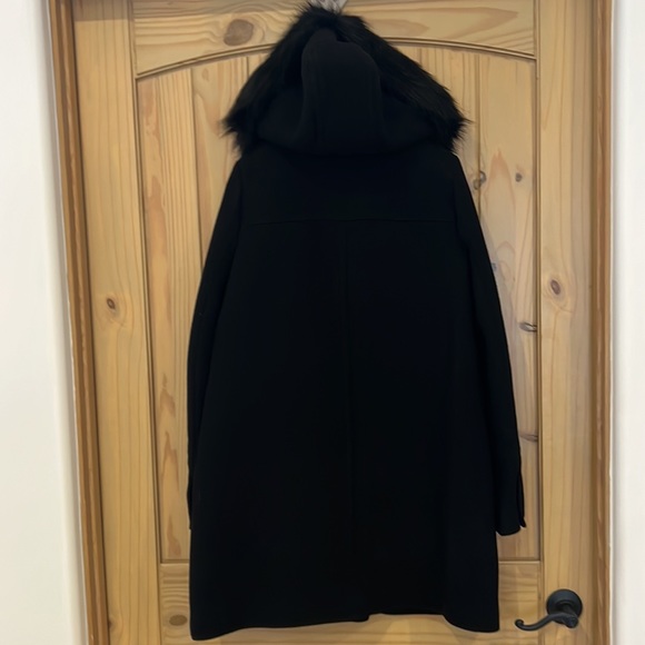 *NWT J. Crew JCREW Black Italian Wool Blend Coat Detachable Faux Fur Trim - Picture 5 of 6